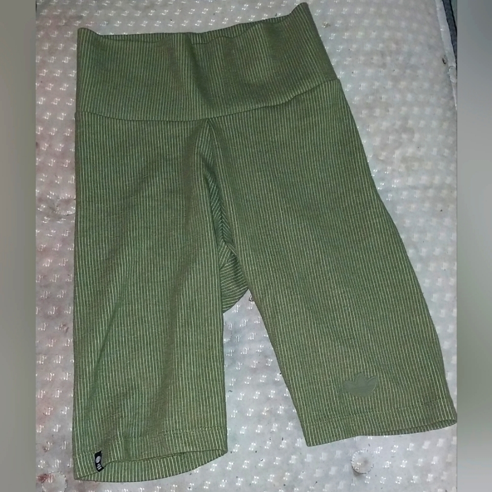 Adidas Women's Green 2 Color Ribbed Tight Shorts